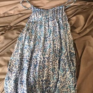 Blue leopard print blouse